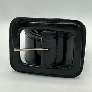 Shiny black wide belt, size S